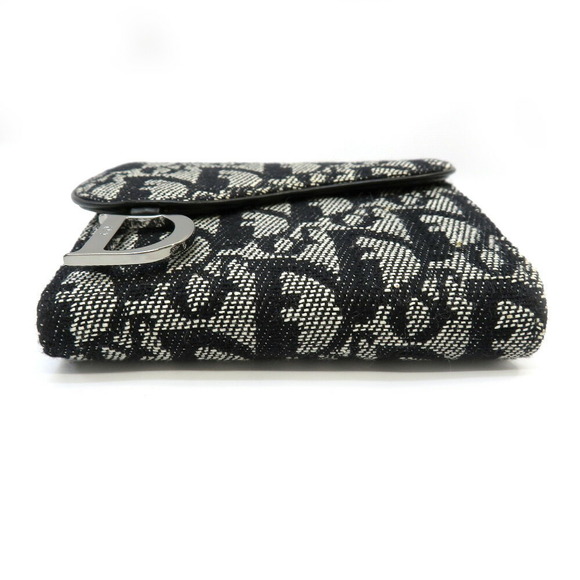 Christian Dior Double Hook Wallet Saddle Trotter Black Compact - Picture 4 of 8